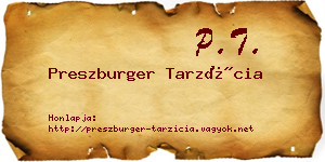 Preszburger Tarzícia névjegykártya